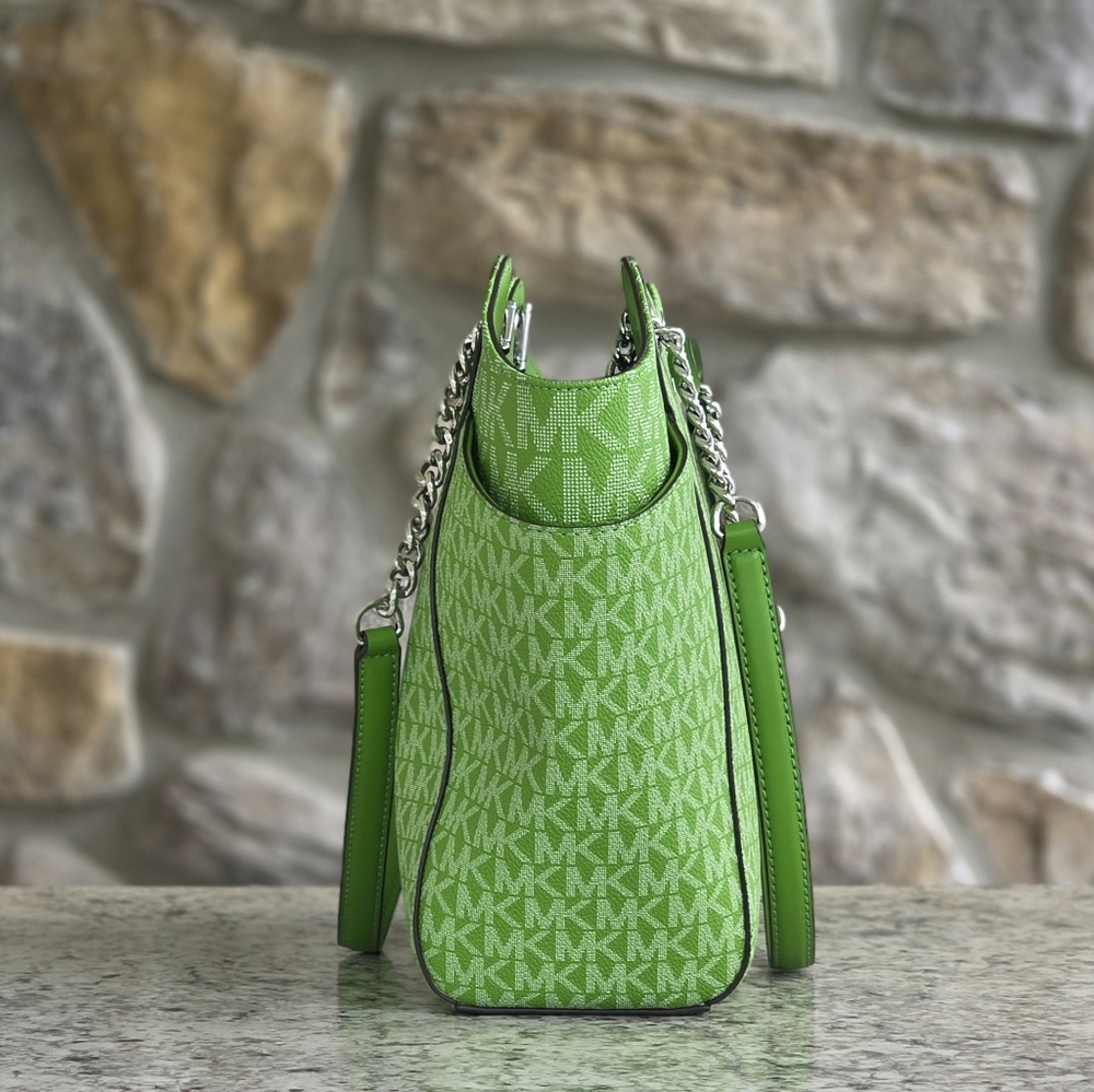 Michael Kors Jet Set Logo Large Green Shoulder Bag - Picture 2 of 9